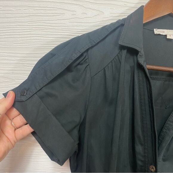 Maje Black Button Up Front Utility Romper with Belt Size 1 US S - Picture 6 of 13